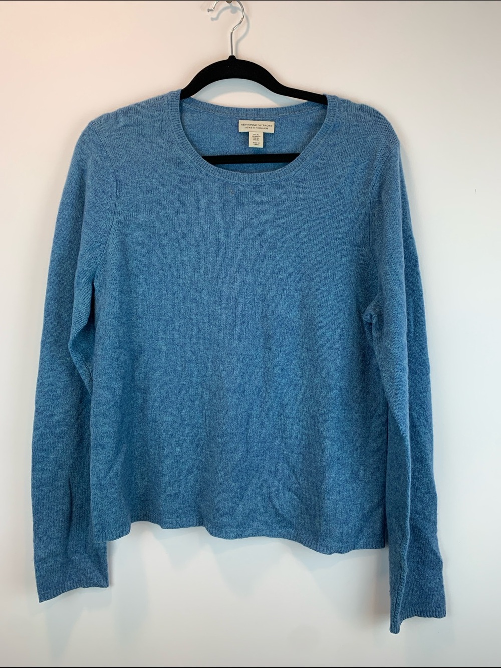 Adrienne Vittadini blue cashmere sweater sz XL quiet luxury old money crewneck *